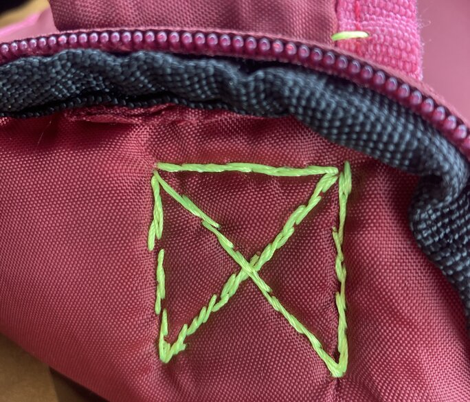 Completed figure eight pattern on the inside of the bag