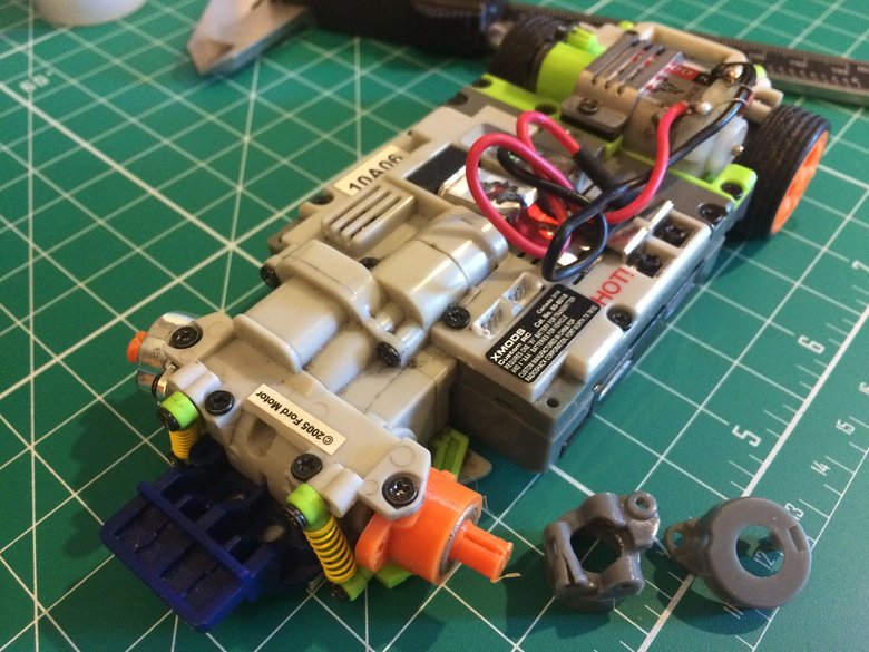 Chassis with 3D printed upright fitted